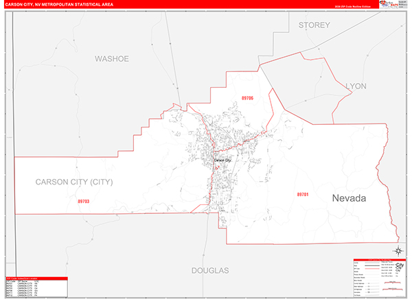 Carson City Metro Area Wall Map